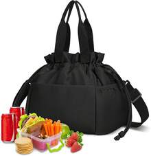 11L Bolsa de Almuerzo con Cordón de Tela Oxford,Lonchera Termica para Mujer y Hombres,Impermeable Reutilizables Lonchera,con Asa y Correa de Hombro Ajustable,para Oficina,Picnic,Camping - Morado - Ver 11