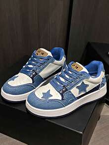 1 Pair New Artistic National Style Star Skate Shoes, Fashion Casual Sneakers For Teenagers, Sports Shoes (Note: Shoes Run Small, Suggest Ordering One Size Up)