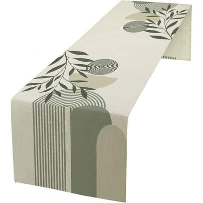 1 pezzo Runner da tavolo in stile moderno bohémien, con motivo geometrico ad arco di colore verde salvia, adatto per apparecchiare tavoli da pranzo alla moda, decorazione per eventi | Decorazione moderna per tavolo da pranzo, adatta per cucina in stile fattoria, sala da pranzo, casa, feste