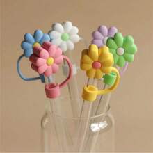 3/6/12 piezas Tapas de pajita de silicona lindas - Cubiertas protectoras de silicona, Tapas reutilizables simples para pajitas de taza, a prueba de polvo