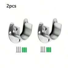 Juego de 2 soportes de acero inoxidable de alta resistencia para montaje en pared de barra de armario, soporte de barra de armario - Plateado - Ver 7