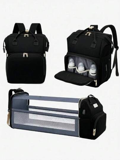Diaper Bag Backpack, Multifunctional Baby Changing Bag With Baby Carrier And Insulated Bottle Pocket, Large Capacity Diaper Backpack For Boys And Girls, Waterproof And Stylish