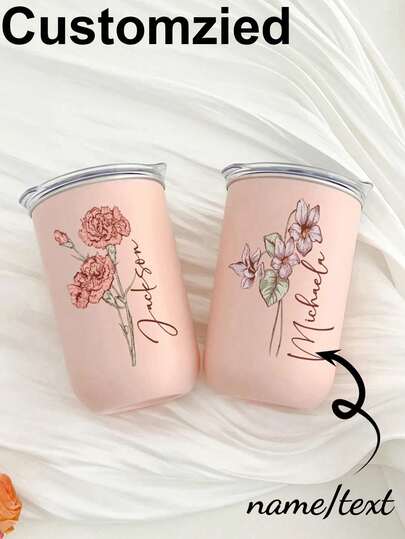 1pc Custom Stainless Steel Travel Mug - Double Insulated Coffee Mug With Personalised Name Option, Cold Drink Mug | Elegant Mist Finish | Double Insulated, Coffee Mug, ,Reusable,Multi-Functional,Ornamental,Stylish,Exquisite,High-Quality,Custom,Personalized,Unique,Ideal Gifts For Him,Ideal Gifts For Her,Her,Boyfriend,Girlfriend,Dad,Mom,Family,Friends,Son,Daughter,School Students,Workers,Kids,Office,Tea Room,School,Home