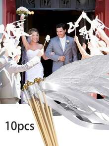 10/20 pièces Baguettes de ruban avec ruban à triple dentelle et cloche dorée, baguettes de fête. Bâtons de ruban, baguettes de fée magiques pour décorations de mariage, faveurs de fête, jeux de fête, fournitures de mariage