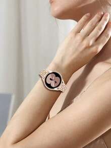 Huastonband 奢華優雅女士 2 合 1 手錶錶帶，鑲嵌水晶鑽石，防撞玫瑰金錶框保護殼，閃亮水晶鑽石可調節金屬錶帶，玫瑰金，適用於 Galaxy Watch 4/5 40/44mm、Galaxy Watch 6 40mm/44mm、Galaxy Watch 7 40mm/44mm，易於安裝與拆卸，銀色智慧手錶錶帶 - 玫瑰金 - 查看 12