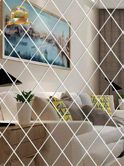 SESE HOME - Espejo acrílico de pared con combinación de diamantes - Azulejos de espejo autoadhesivos irrompibles sin marco para dormitorio, sala de estar, armario, gimnasio en casa y baño - Espejo decorativo de fondo de fácil instalación