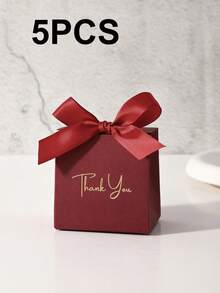 5/10 piezas Cajas de regalo mini, cajas de papel de especialidad de unicolor con texto "Gracias" en dorado, decoradas con cinta de satén y lazo. Adecuado para contener dulces, aperitivos, chocolates y pequeños regalos de Navidad. También aplicable para bodas, fiestas, celebraciones de cumpleaños y decoraciones navideñas. - caja de gracias - Ver 11