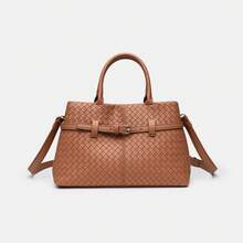 Women's Tote Bag, Fashionable Woven Texture One Shoulder Tote Bag, High-End Sense, Large Capacity Commuter Crossbody Bag, Retro Handbag, Women's Bag, Casual Versatile Purse