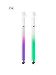Ombre Color Stylus Pen With Stand, Dual-Tip Capacitive Stylus For Smartphone, Tablet, Video Editing, Drawing, Office Writing