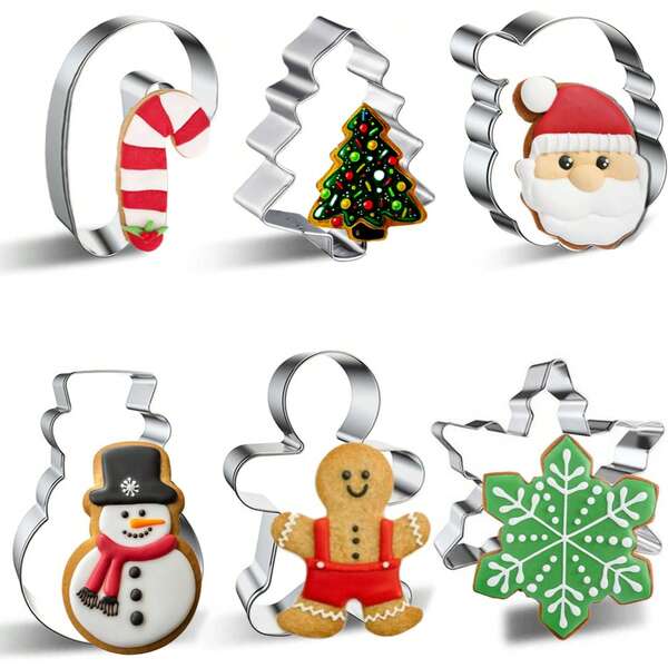 Großes Weihnachts-Ausstechformen-Set, DIY Keks-Ausstecher Formen - Weihnachtsbaum, Schneemann, Lebkuchenmännchen, Schneeflocke, Süßigkeiten