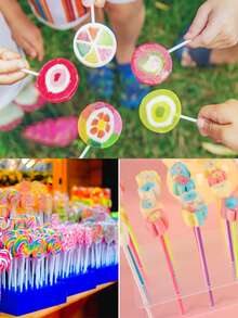 50/100pcs White Paper Lollipop Sticks, Colorful Cake Pop Sticks, DIY Baking Cake Kitchen Tools, Suitable For Candy, Chocolate, Cookies - Multicolor - View 3