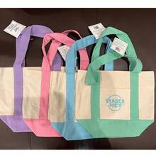 Trader Joes Canvas Tote Bag,Canvas Book Tote Bag For Women, Book Lover Gifts, Reusable Grocery Bag With Inner Pocket,Halloween Christmas Shopping Bag Valentine's Day - 彩色 - 查看 11