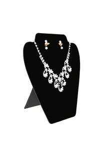 Présentoir élégant pour colliers et boucles d'oreilles, présentoir pour colliers et boucles d'oreilles, boîte de rangement en velours noir pour boucles d'oreilles, colliers, pendentifs, bijoux, cadeau de Saint-Valentin et de Noël.