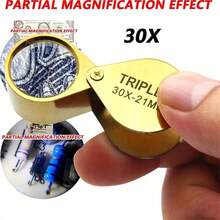 1pc Foldable Jewelry Magnifier, Portable Magnifying Glass, Pocket-Sized Cute Jewelry Magnifier, 10X 20X 30X Magnification, Metal, Back To School Office Supplies