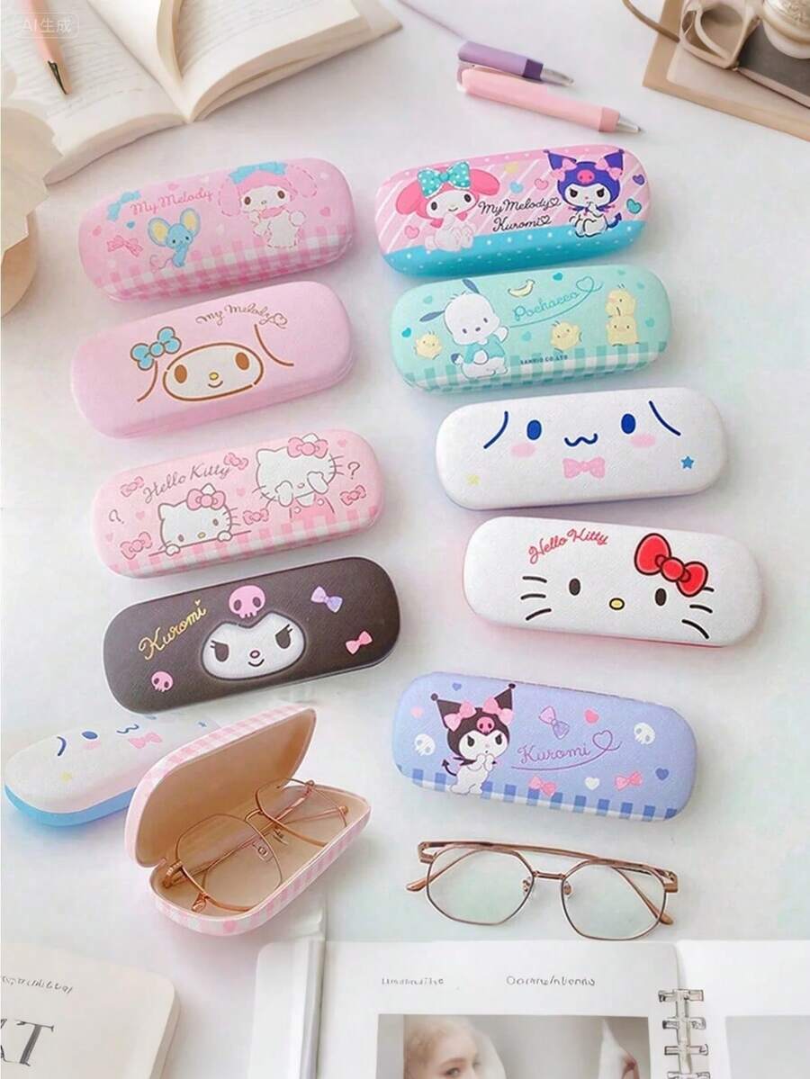 Sanrio حافظة نظارات طالب كرتونية جميلة ل- Hello Kitty Sanrio - Melleti - Yugui Dog، حامل أقلام، حافظة قرطاسية، حافظة نظارات - تصميم جميل وقابل للحمل ومقاوم للخدش - هدية عيد الحب المثالية، (قد يتم شحن أنماط عشوائية)، ضروريات العطلات، الخريف، ، عيد الميلاد، الكرنفال، اليوم الوطني، الخريف، عيد الاستقلال