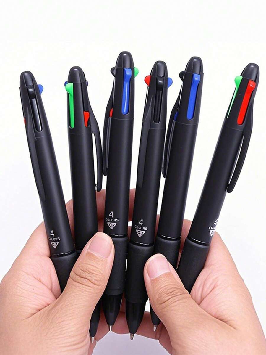 4-In-1 Retractable Ballpoint Pen - 4 Colors, Smooth Writing, Great For Office Supplies And Precision Writing, Essential Office Stationery | Ballpoint Pen Set | Smooth Writing Pen