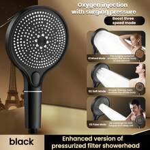 Cap de duș rotund mare, de înaltă presiune, reglabil cu 3 setări, pentru duș de baie acasă, încălzitor, duș portabil, duș de baie