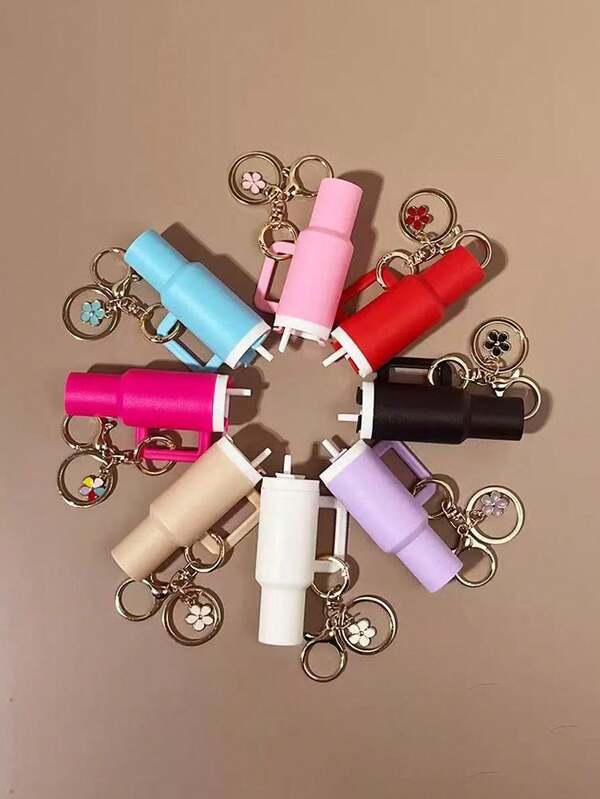 Porte-clés personnalisé avec mini tasse, pendentif de tasse mignon pour sac à dos, gourde, porte-clés, porte-rouge à lèvres, support de fleurs. Convient pour les cadeaux. Acier inoxydable, coloré, mignon, adorable, amusant, kawaii, Y2K, élégant, unisexe, décontracté, personnalisé, unique, personnalisé