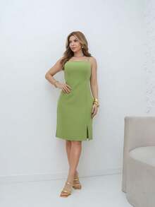 Short Strappy Dress Tailored By L'aube Brille Mode II - Màu xanh Ô liu - Xem 1