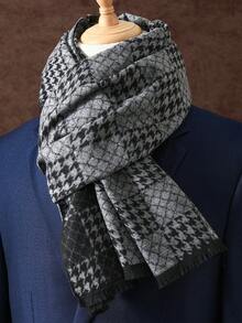 1pc Men's Business Scarf, 180*30CM Tassel Plaid Scarf, Classic Checkered Scarf, Luxury Scarf For Men And Women, Fashionable Printed Shawl