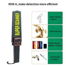 1pc Handheld Metal Detector, Metal Detection, Outdoor Gold Finder, Portable Scanner For Checking Guard Tools, Suitable For Airport Train Subway Checking Point - màu đen - Xem 8