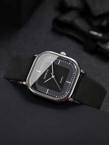 2pcs/Set Men's Gift Watch & Belt, Fashion Minimalist Square Dial Quartz Wrist Watch Combination Set (Watch Box Not Included) - Multicolor - View 7