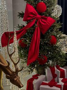 1pc Large Beige Satin Christmas Tree Bow,Wedding Decor Bow,Christmas Decorations,2025 Xmas Aesthetic,Satin Bow Tree Topper-Elegant Christmas Tree Bow In Beige/Red Oversized Bow For Christmas Winter Decor,Room Decor,Home Decor,Door Decor, Decorations Big Bow For Backdrop Birthday Party Room Wall Decor Ribbon Tie Hanging Gift Wall Decor Photo Prop Perfect For Bridal Shower Wedding Party Decor