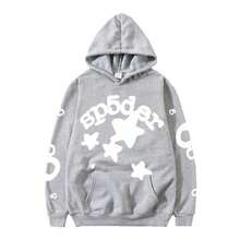 Casual Sports Hoodie Set - Star And Letter Art Print, Loose Fit, Combination For Daily Streetwear And Sports Outfits - 灰色 - 查看 4