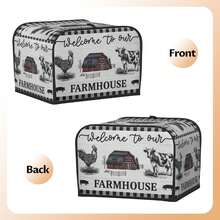 1pc Retro Farmhouse Toaster Cover, Creative Coffee Themed Toaster Dust Cover, Washable Toaster Appliance Cover With Top Hanging Hook, Fits Standard 2/4 Slice Toaster