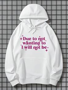 Due To Not Wanting To I Will Not Be Hoodie - Long Sleeve, Knit Fabric, Relaxed Fit, Full Size, Fashionable Graphic Print, Perfect For Casual Outings And Daily Wear,Fall Hoodies,Men's Fall Clothes,Street Wear,Halloween,Mens Hoodies,Y2k Clothes,Jesus Hoodie,Thanksgiving Day,Nightmare Before Christmas,Christmas - trắng - Xem 1