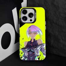 C-Cyberpunk Cool E-Edgerunners Phone Case Cover Compatible With  16, 15, 14, 13, 12, 11, 8, 7, Pro, Max, Plus, Mini, XS, SE Anti-Fall Black Matte Hard Cover Compatible With  17 Case,  17 Pro Case,  17 Pro Max Case - Z1 - Visualizzare 4