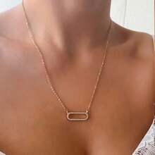1Pc Versatile Minimalist Geometric Necklace - Luxurious Winter Jewelry Accessory For Women, Ideal Christmas/Party/Birthday Gift For Bestie, Perfect Valentine's Day & Impulse Gift - 金色-1件 - 查看 1