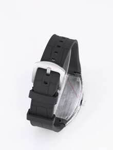 1pc Men's Luxury Starry Sky Barrel Shaped Watch With Silicone Strap - Black and White - View 7