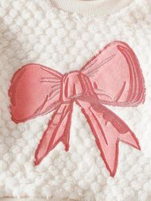 2 Stücke Baby Mädchen Schmetterling bestickte flauschige Langarm Sweatshirts und rosa 3D Schleife Jeans Hosen, modisch und vielseitig als Streetwear