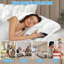 1PC Luxury 5-Star Hotel Quality Pillow Queen Size, Deep Comfort, Soft& Plush, Cover With Zipper, Easy-Care, Elegant Style, Versatile Use, Year-Round - White - View 6
