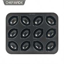 CHEF MADE 12-Cavity Lemon-Shaped Muffin Cake Pan, Nonstick Carbon Steel Bakeware, Easy Release & Quick Clean, Oven- Mini Lemon Cakes Tray - Black - View 3