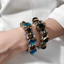 1pc Biker Jewelry Stainless Steel Bike Chain Bracelets With Heart CZ For Men And Women