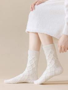 1 par de calcetines de mujer suaves y sin pelusa, de felpa, gruesos y cálidos, aptos para el hogar, dormir, posparto, otoño/invierno