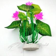 栩栩如生的人造莲花和水生植物 - 水族馆景观装饰，鱼缸水下观赏绿植 - 綠色 - 查看 6