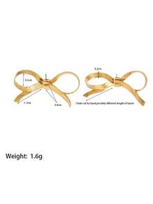 1 对蝴蝶结耳夹设计感丝带结法式简约耳环适合女性佩戴情人节、妈妈、母亲、母亲节、礼物