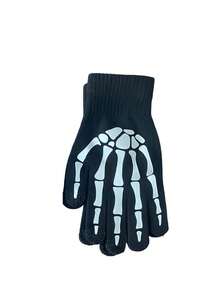 Skeleton Gloves Are Suitable For Halloween Role-Playing Parties And Daily Wear. They Are Ideal For Children's Winter Warmth, Luminous Halloween Costumes, Expression Accessories, Double Luminous Full-Finger Skeleton Gloves