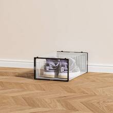 6/10 piezas Cajas de almacenamiento apilables transparentes para zapatos - Cajas de plástico resistente para zapatos con puerta transparente y cajón reforzado | Organizador de armario para zapatillas, contenedores apilables para cajas de zapatos