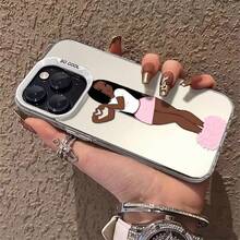 1pc More Than A Caring Girl With Dark Skin Compatible For Phone17/16/15/14/13/12/11/8/ 7ProMax/Pro/Plus/Xs Max/XS/X,For Compatible With Colored Simple  Fall Prevention Anti-Shock, Anti-Slip, Anti Drop, Camera Lens Protection, Silicone Anti Wear Phone Case - Silver - View 1