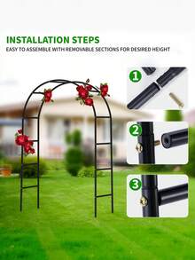 1pc 99''55'' Metal Garden Pavilion Arch - 2 Sizes, For Climbing Plants, Roses, Vegetables, Weddings And Wide Arbor (Without Base/With Base), Assemble Freely Heavy-Duty Steel Support For Outdoor & Indoor Use - màu đen - Xem 6