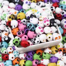 28 piezas de cuentas de calavera de Halloween, cuentas de calavera huecas de estilo gótico lindo, cuentas de manualidades de moda, para hacer joyas, pulseras, collares, llaveros - suministros de manualidades navideñas y accesorios DIY para fiestas
