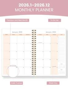Trees A5螺旋装订月度计划本 2026.1-2026.12 - 2026年全年日历笔记本，包含笔记页、待办事项清单和月度概览 - 适用于办公室、学校和家庭，桌面配件，女士完美礼物 - 彩色 - 查看 5