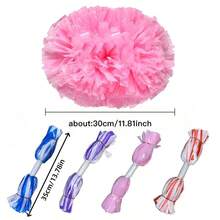 2 件装哑光饰面和手柄啦啦队绒球，团队精神，体育比赛，嘉年华，啦啦队用品 - 彩色 - 查看 2