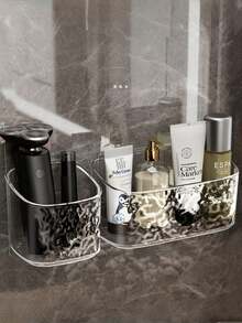 1 件透明浴室架，壁挂式收纳架，用于放置洗漱用品和化妆品，无需钻孔 - 彩色 - 查看 9