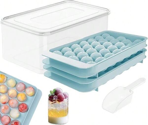 Mini Sphere Ice Cube Tray X 2 And Holder Blue
