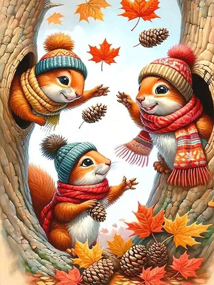 1pc DIY Diamond Painting - Squirrel, Full Drill, Home Decor, 30*40cm/40x50cm - Multicolor - View 1
